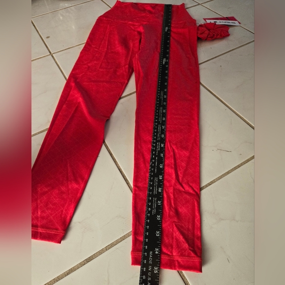 SHEFIT NWT Boss Leggings Luxe Large Red Coral Squat Proof High Rise Yoga Pants - Picture 16 of 16
